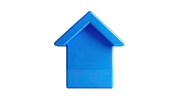 A vibrant, glossy blue arrow pointing upwards against a stark black background