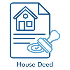 House Deed Icon in Outline Color Style. Vector Illustration