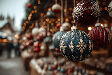 Christmas decorations at Christmas market stall in Berlin Germany
