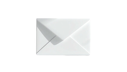 Isolated, glossy, white envelope against a solid black background