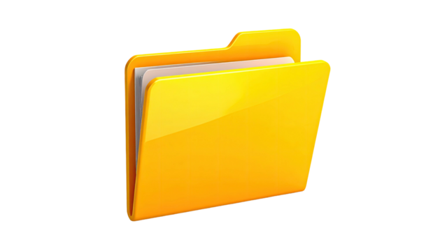 Glossy golden-yellow folder icon with a white paper inside
