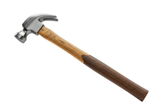 Claw hammer with wooden handle transparent background cutout png