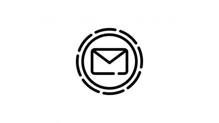 Black email envelope icon inside a dotted circle, great for digital communication concepts, technology websites, apps, and business presentations.
 - Powered by Adobe