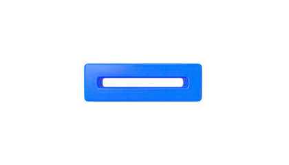A blue rectangular slot with a dark interior, isolated on a black background