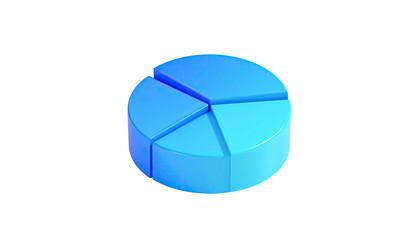 A 3D blue pie chart on a black background, showing data segmentation