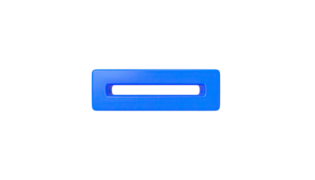 A blue rectangular slot with a dark interior, isolated on a black background