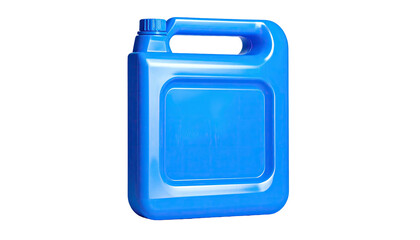 Shiny blue plastic container with handle and screw-top against black