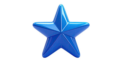 Shiny, three-dimensional blue star with highlights against a solid black background