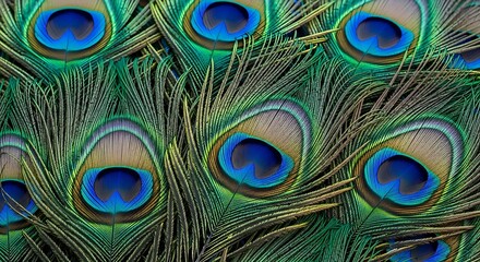 Fototapeta premium Intricate Peacock Feather Pattern - A Symphony of Color and Texture.