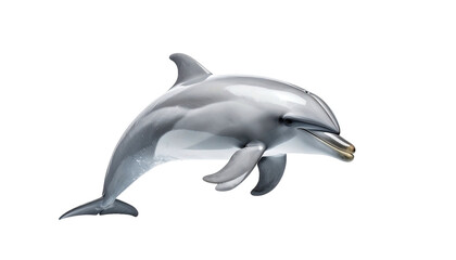 Fototapeta premium A sleek, graceful dolphin with smooth, silver skin against a stark black background