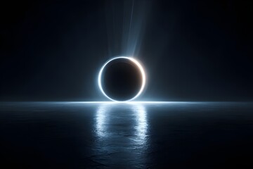 Obraz premium Obsidian Black Portal Absorbing Surrounding Light Dark Mysterious Gateway Entrance Shadow Void Dimensional Opening