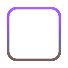 Modern rounded square icon with a vibrant purple and brown gradient border. Empty transparent space for text or symbol, perfect for user interface design, app buttons, or stylish frames