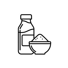 Sugar Bottle and Bowl Vector | Sweet Ingredient Line Icon | Kitchen Food Outline Illustration