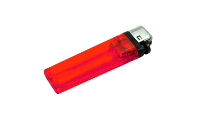 Red Lighter on Transparent Background: Portable Flame for Fire Starting