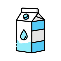 Milk Carton Vector | Blue Liquid Packaging Icon | Fresh Dairy Drink Illustration