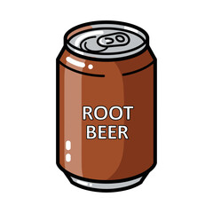 Root Beer Can Vector | Brown Soda Drink Illustration | Beverage Icon Design