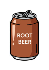 Root Beer Can Vector | Brown Soda Drink Illustration | Beverage Icon Design