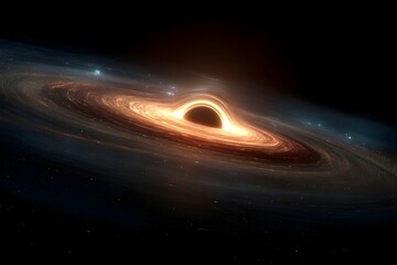 Fototapeta premium Black Hole with Accretion Disk in Deep Space for Cosmic Phenomenon and Astronomy Photography