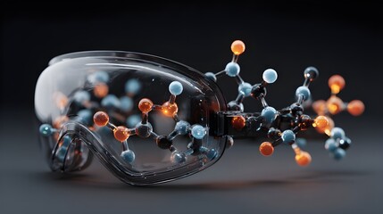 Chemical Compound Modeled On VR Headset With Interactive Molecular Visualization Technology Science Education Virtual Reality