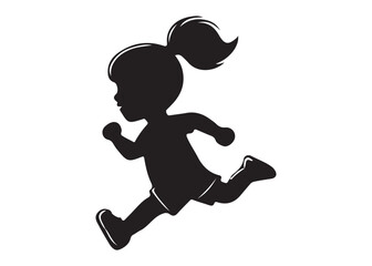 Silhouette of a little girl running