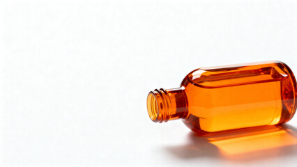 Orange bottle with liquid on white background