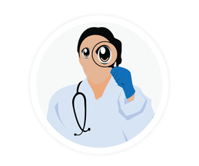 Doctor Examining with Magnifying Glass Illustration