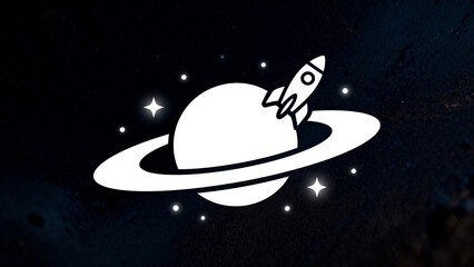 Space rocket planet rings