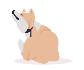 Cartoon Dog Scratching Neck Illustration