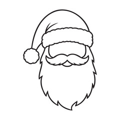 Santa Claus Hat and Beard Line Art Icon