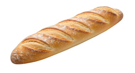 Freshly baked baguette bread transparent background cutout png
