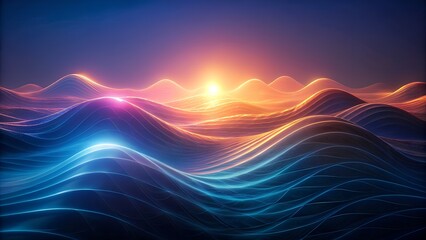 Blue abstract fractal wave energy background with glowing lines and dynamic texture
