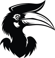 Obraz premium Black and white hornbill vector illustration exotic bird wildlife art eps silhouette