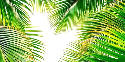 Obraz premium Tropical palm leaves form a lush, vibrant frame, botanical, havana