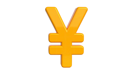 Rendered image of a golden currency symbol on a stark black background