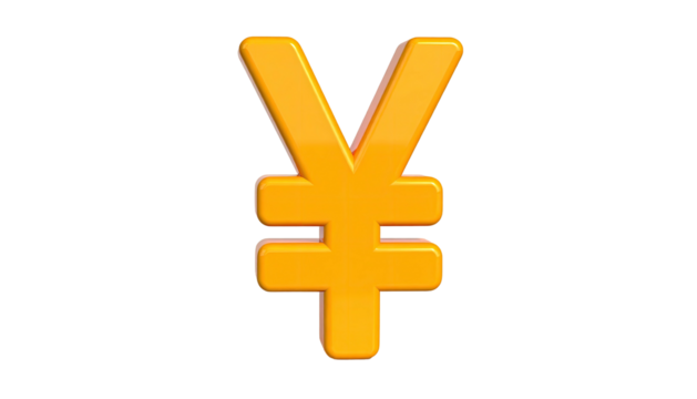 Rendered image of a golden currency symbol on a stark black background