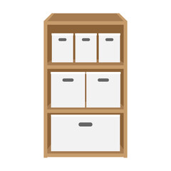 シンプルな三段の収納ボックスのイラスト
