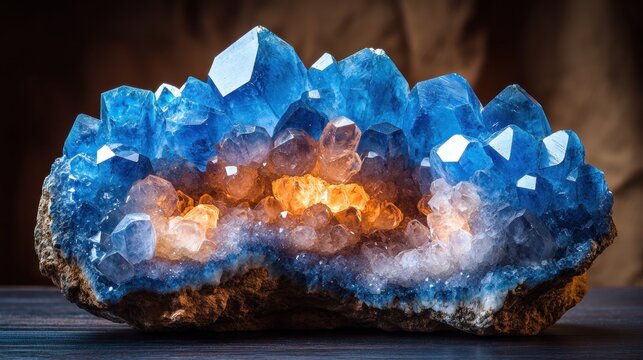 Blue and gold crystal cluster