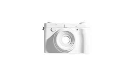 A stark, white camera against a black background, minimal and modern in design