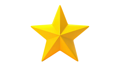A shiny, five-pointed golden star on a black background, 3D rendered