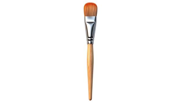 A studio-quality brush featuring a blend of bristles, wood handle, and silver metal