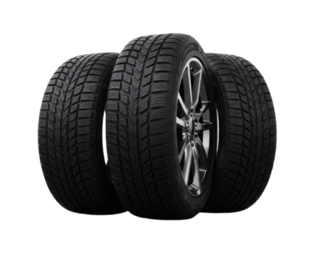 Three tires on a black background transparent background cutout png - Powered by Adobe