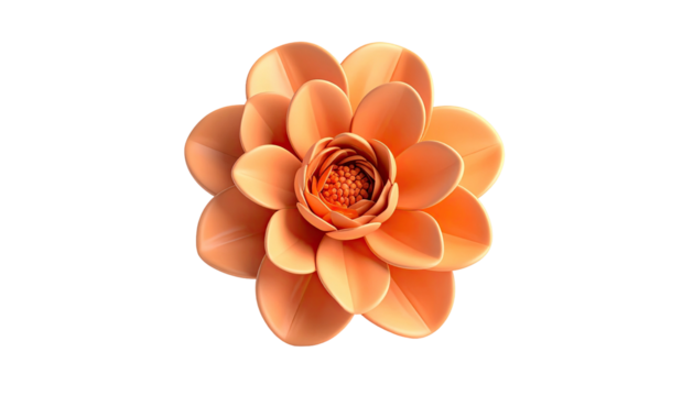 Rendered peach-colored flower, perfect symmetry, dark background, studio lighting