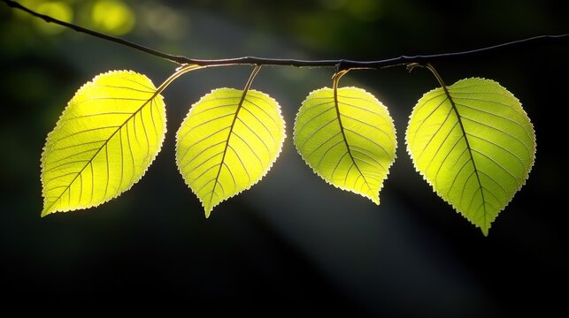 Bright, new leaves backlit by sunlight - Powered by Adobe