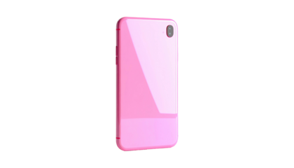 A sleek, pink smartphone displayed on a stark black background at a slight angle