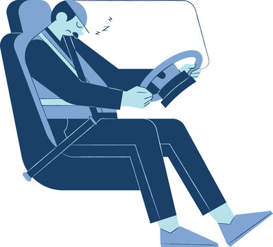 Driver falls asleep at the wheel, illustrating drowsy driving risk