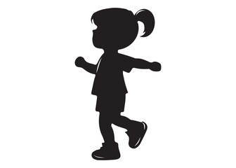 Silhouette of a little girl walking