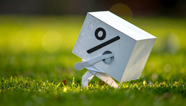 Animated percentage figure, made from paper, in vibrant green grass