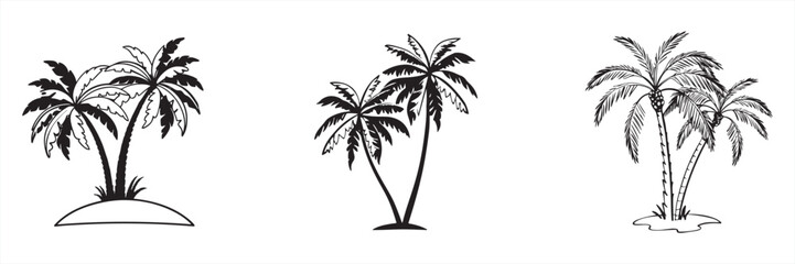 Palm trees silhouettes set for decoration