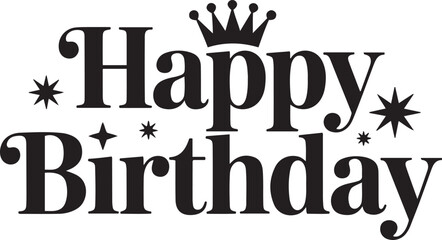 Obraz premium Happy birthday text with crown