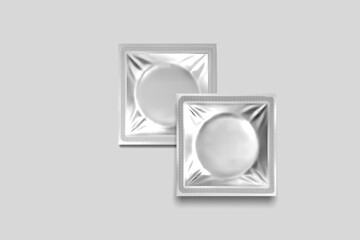 Realistic Condom blank mockup top view angle